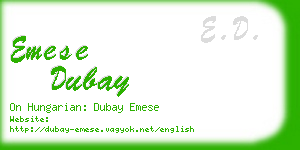 emese dubay business card